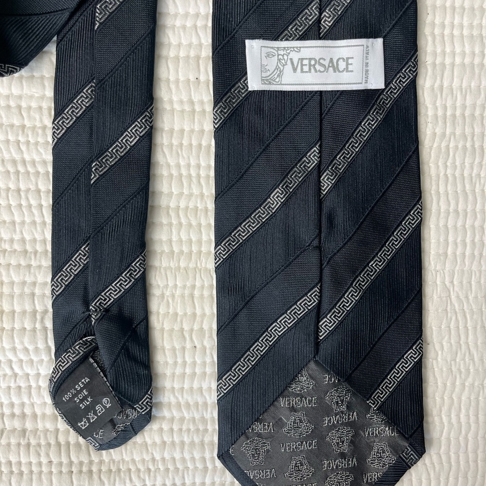 Black and Silver Striped Versace Tie